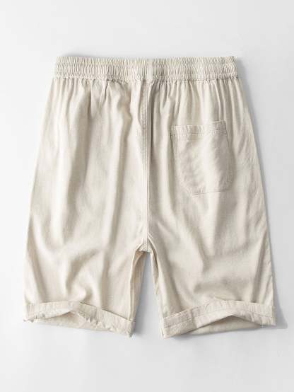 Cotton Blend Striped Cuban Shirt & Linen Cotton Blend 11" Shorts-Mitchell Shoes