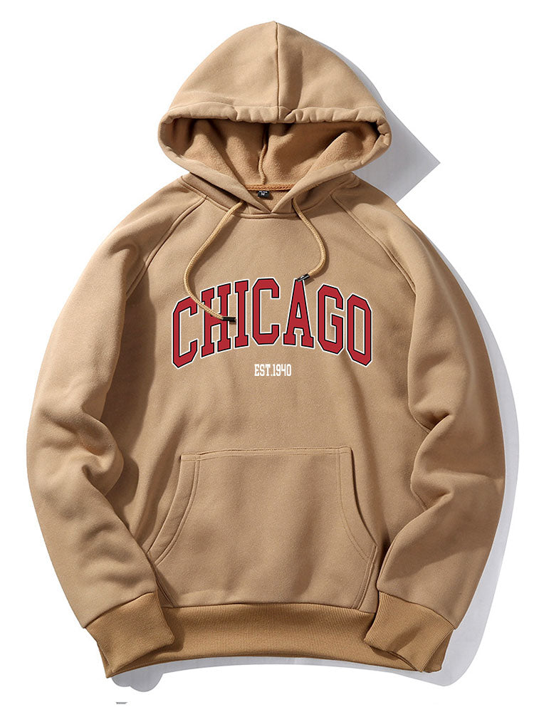 Chicago Letter Print Hoodie & Jogger Pants-Mitchell Shoes