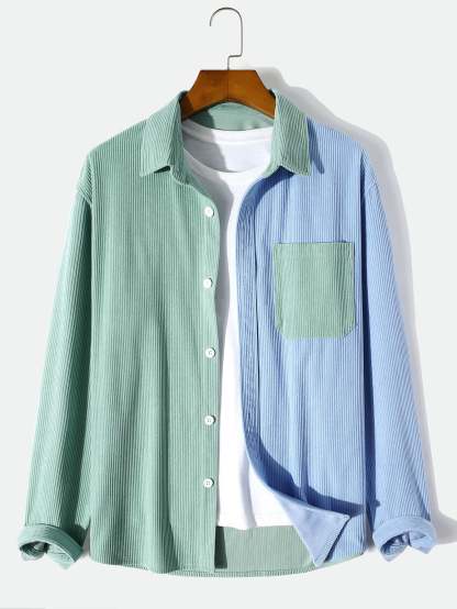 Long Sleeve Two Tone Corduroy Overshirt & Corduroy Cargo Pants-Mitchell Shoes