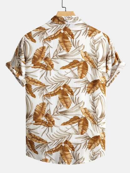 Viscose Tropical Print Button Up Shirt & Textured Cotton 5" Shorts-Mitchell Shoes