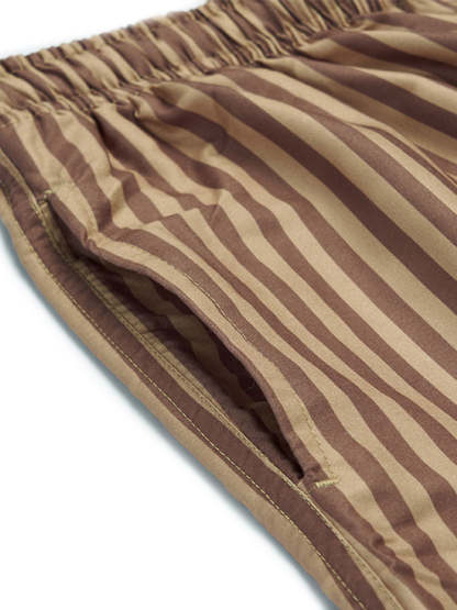 Short Sleeve Geometry Textured Cuban Shirt & Striped Swim Shorts-Mitchell Shoes