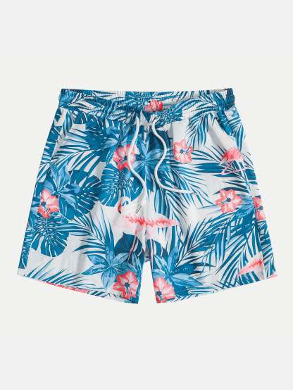 Flamingo Tropical Print Button Up Shirt & Shorts-Mitchell Shoes