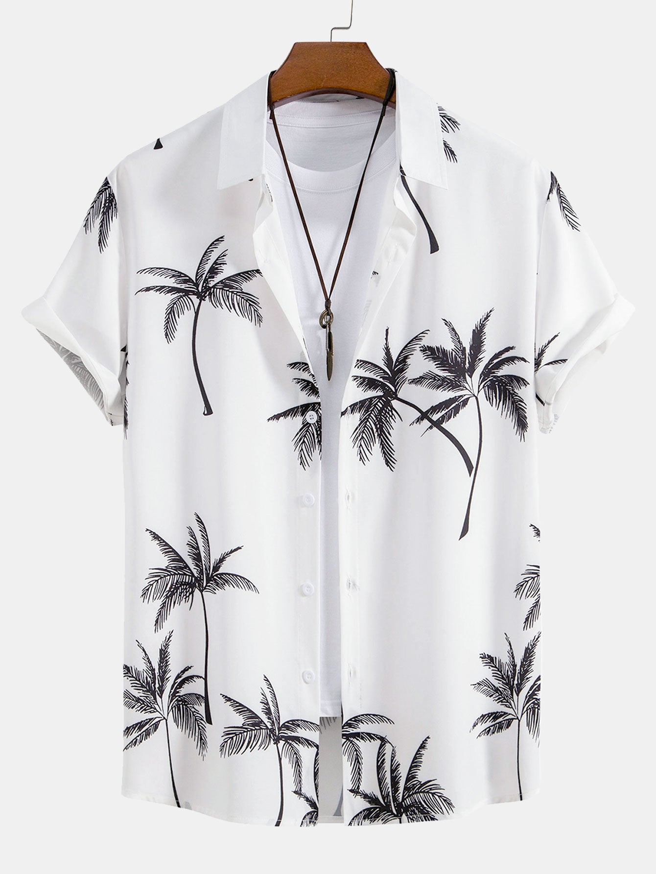 Palm Tree Print Button Up Shirt-Mitchell Shoes