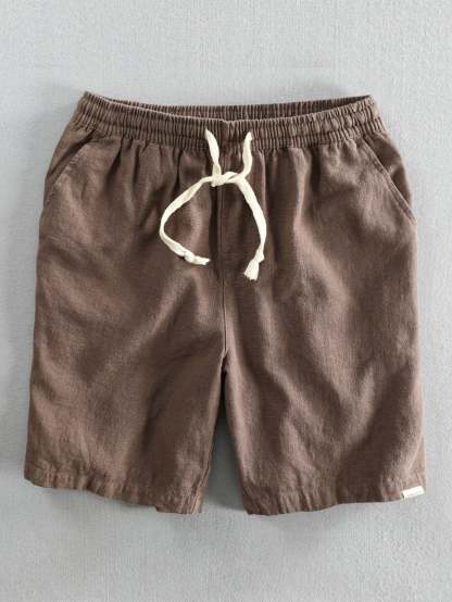 Linen Rayon Blend Cuban Shirt & Linen Cotton Blend Drawstring Shorts-Mitchell Shoes