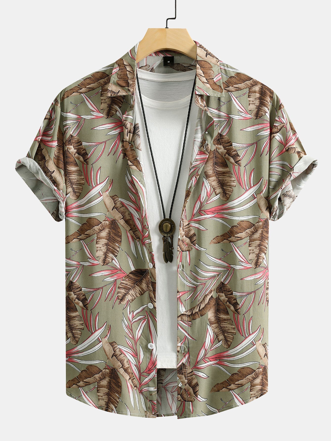 Viscose Tropical Print Button Up Shirt & Textured Cotton 5" Shorts-Mitchell Shoes