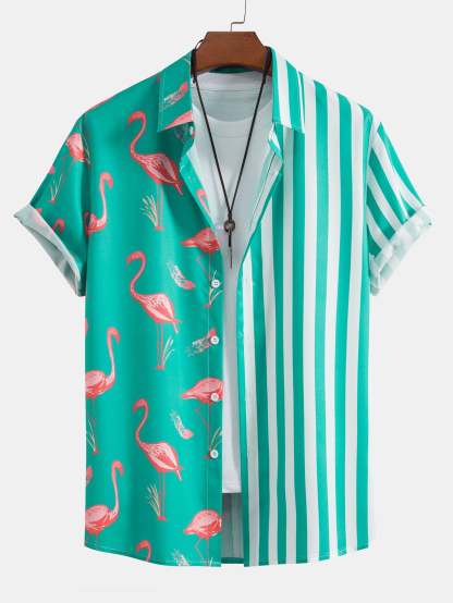 Flamingo Stripe Panel Shirt & Swim Shorts-Mitchell Shoes