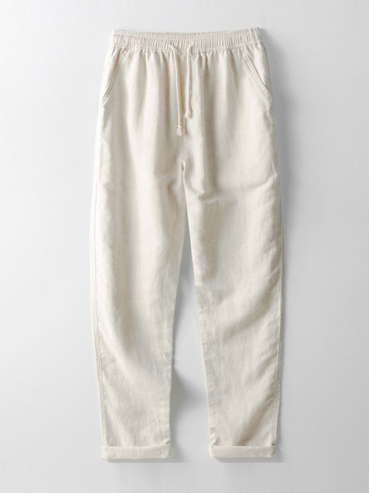 Cotton Blend Striped Button Up Shirt & Straight Leg Linen Pants-Mitchell Shoes