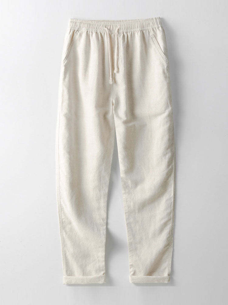 Cotton Blend Striped Button Up Shirt & Straight Leg Linen Pants-Mitchell Shoes