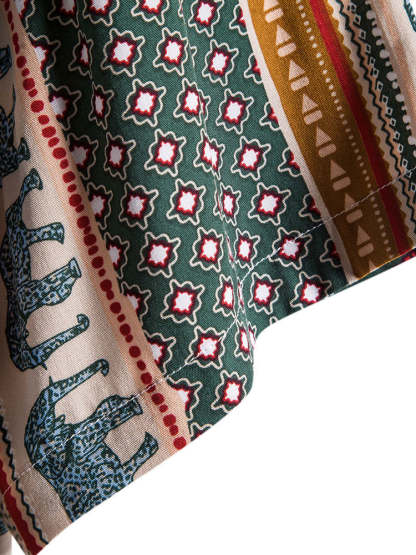 Elephant Geometric Print Shirt & Textured Cotton 5" Shorts-Mitchell Shoes