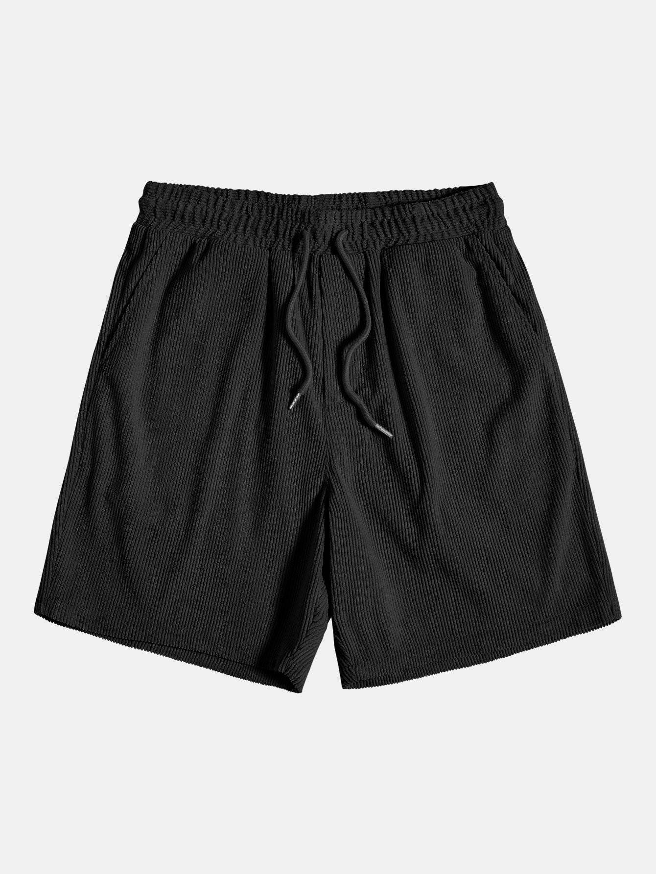 Long Sleeve Polo Collar Corduroy Shirt & Shorts-Mitchell Shoes