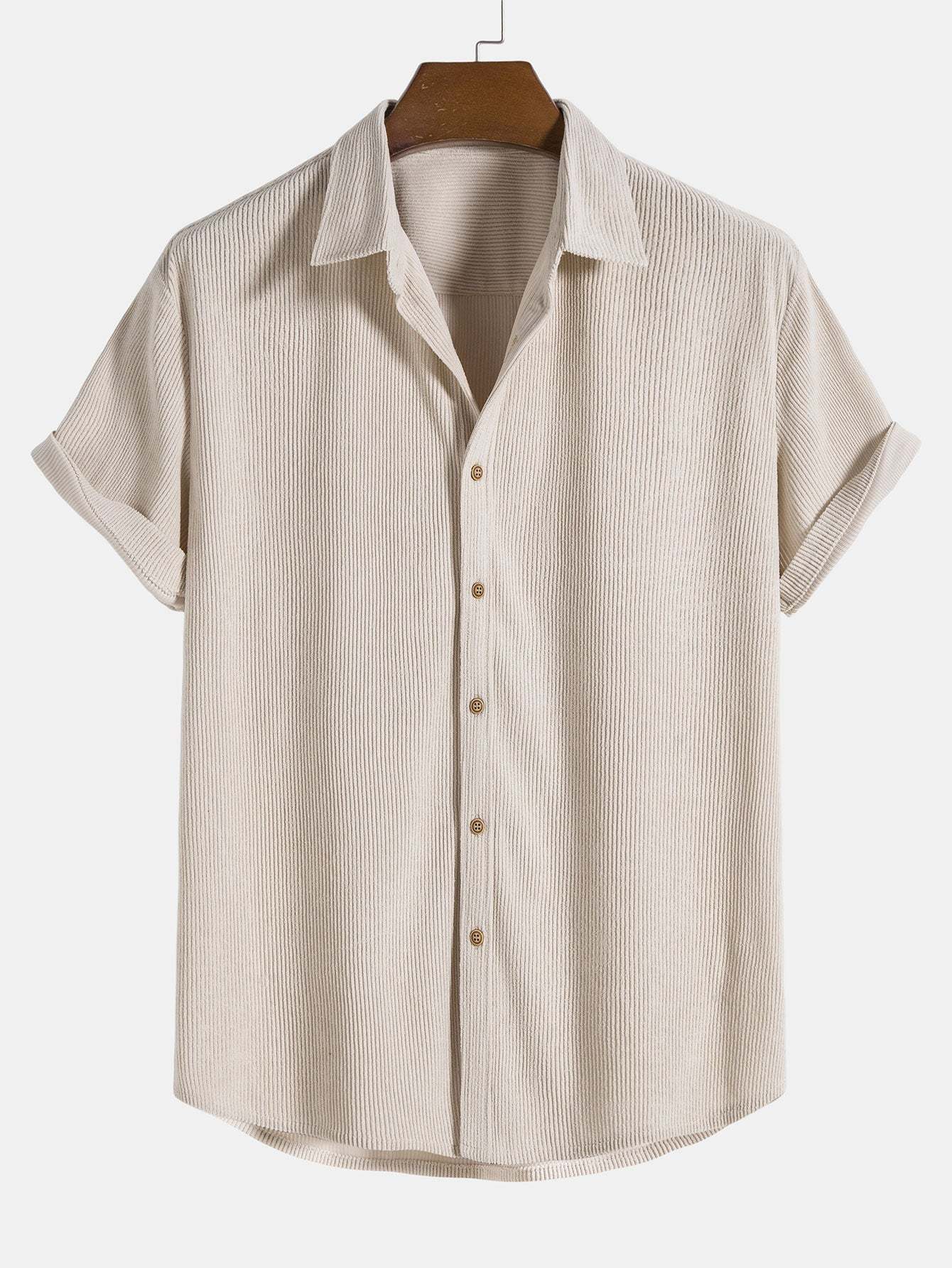 Corduroy Button Up Short Sleeved Shirt & Straight Leg Corduroy Pants-Mitchell Shoes