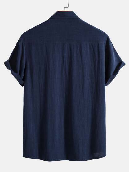 Linen Rayon Blend Button Up Shirt & Linen Cotton Blend Drawstring Shorts-Mitchell Shoes