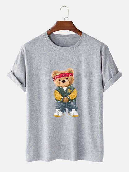 Selfie Bear Print Print T-Shirt-Mitchell Shoes