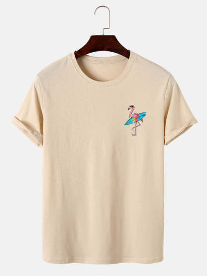 Surf Flamingo Print T-Shirt-Mitchell Shoes