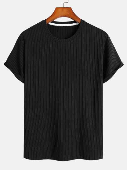 Basic Slim Fit Ribbed T-Shirt-Mitchell Shoes
