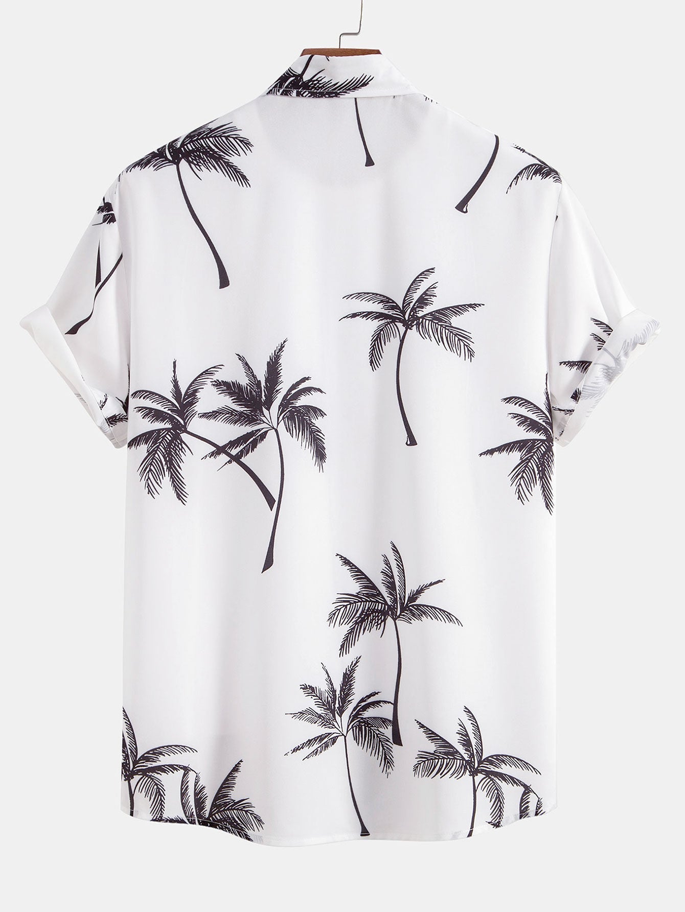 Palm Tree Print Button Up Shirt & Linen Cotton Blend Cropped Pants-Mitchell Shoes
