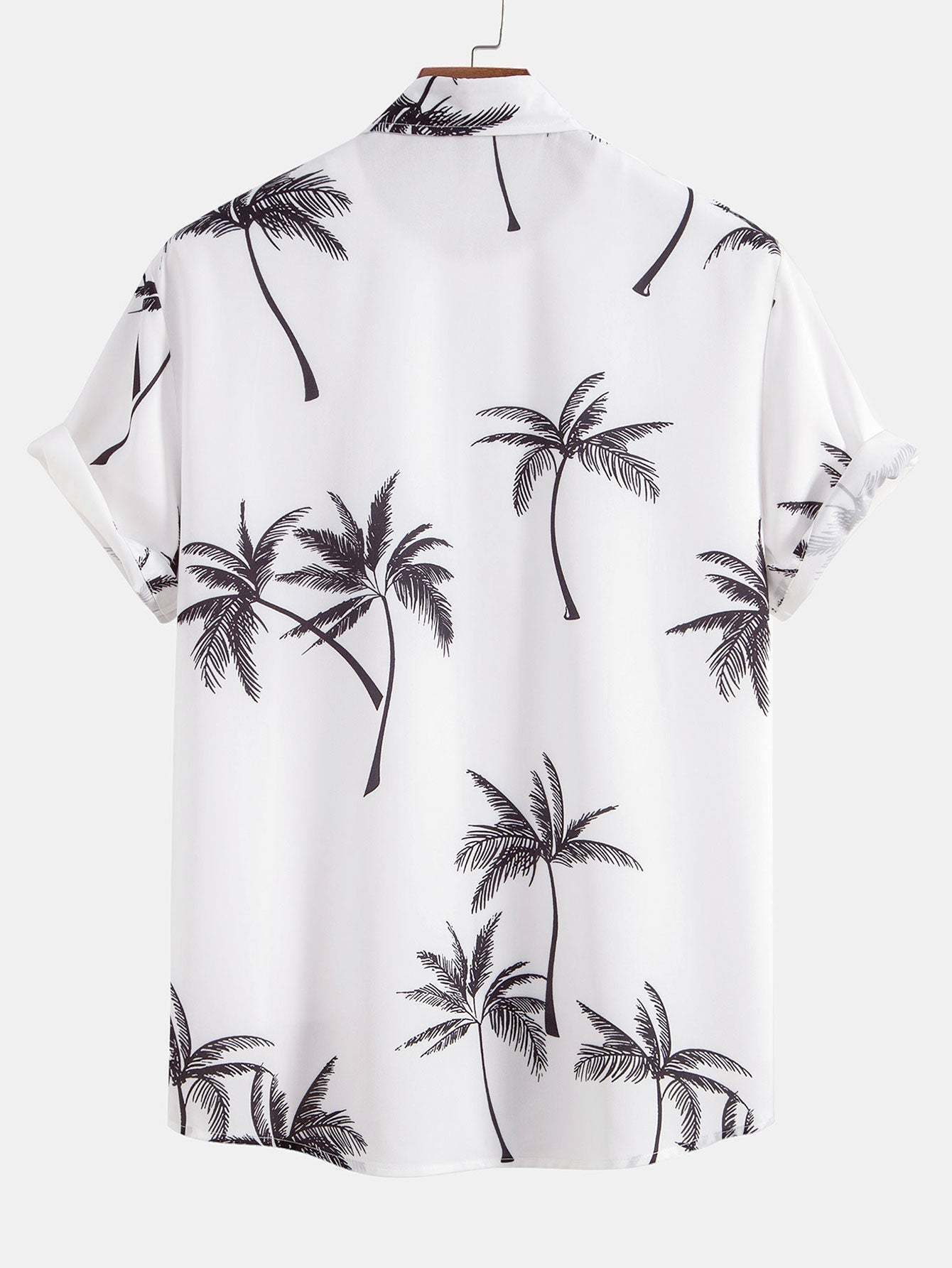 Palm Tree Print Button Up Shirt & Linen Cotton Blend Cropped Pants-Mitchell Shoes