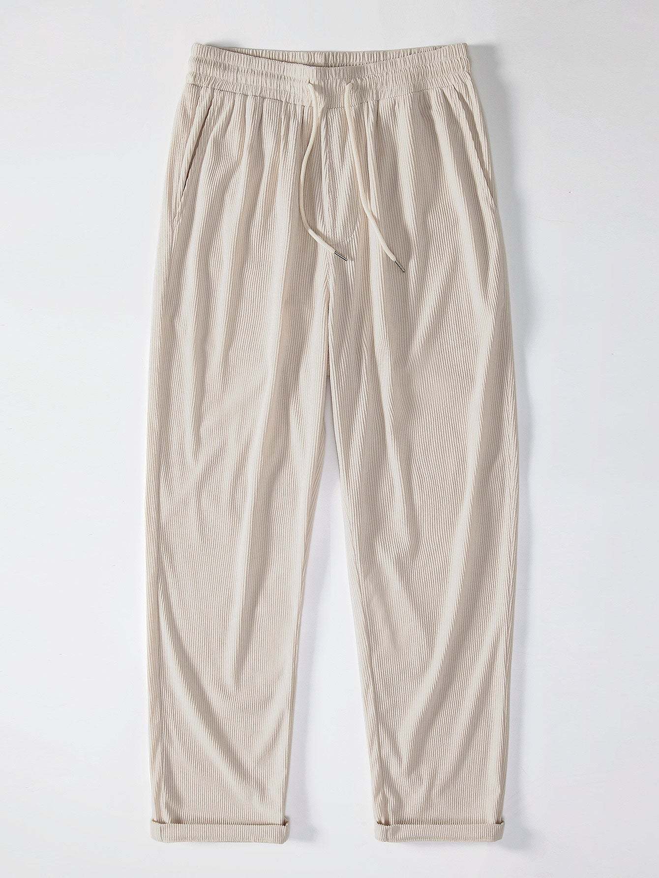 Long Sleeve Polo Collar Corduroy Shirt & Straight Leg Corduroy Pants-Mitchell Shoes