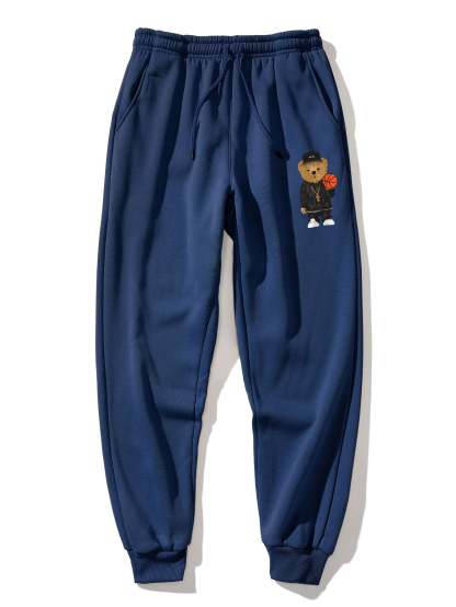 Basketball Bear Print Hoodie & Jogger Pants-Mitchell Shoes