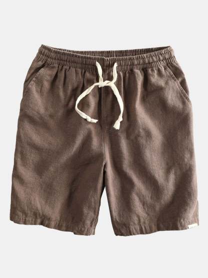 Linen Rayon Blend Button Up Shirt & Linen Cotton Blend Drawstring Shorts-Mitchell Shoes