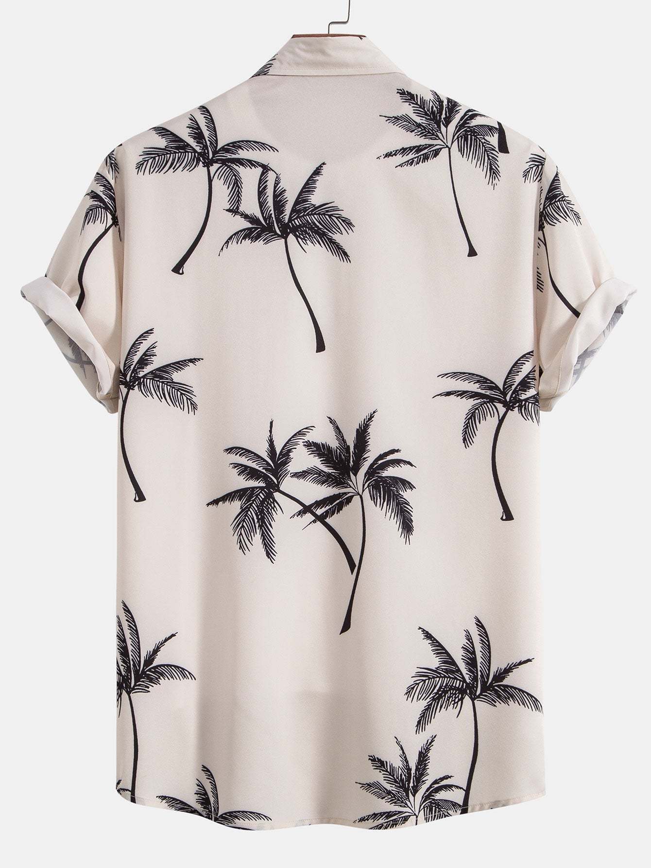 Palm Tree Print Button Up Shirt & Linen Cotton Blend Cropped Pants-Mitchell Shoes