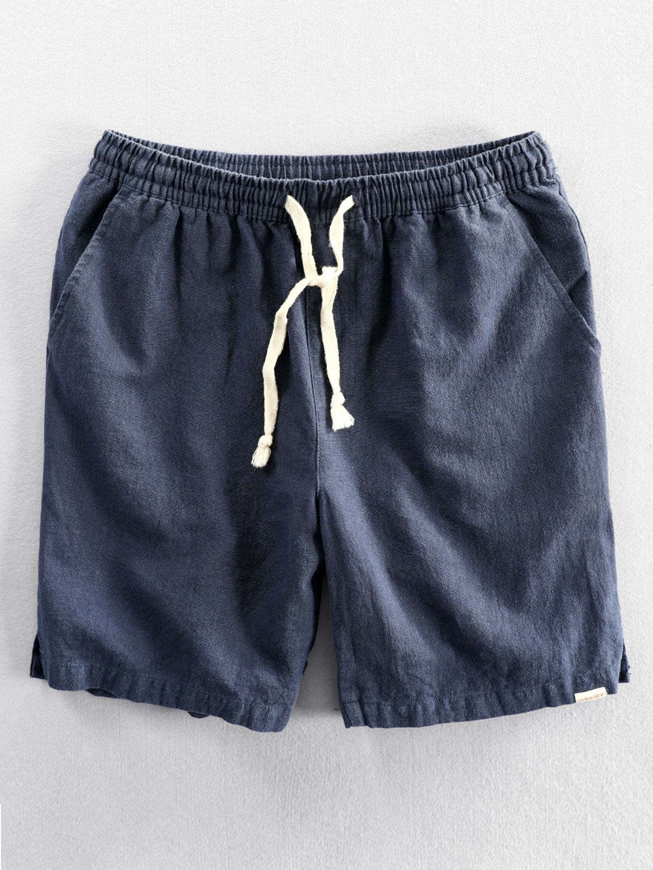 Linen And Rayon Blend Stand Collar Shirt & Linen Cotton Blend Drawstring Shorts-Mitchell Shoes