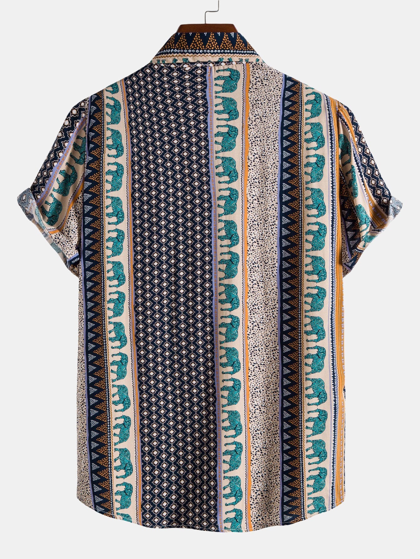Elephant Geometric Print Shirt & Linen Cotton Blend Drawstring Shorts-Mitchell Shoes