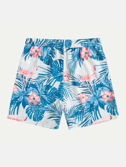 Flamingo Tropical Print Button Up Shirt & Shorts-Mitchell Shoes
