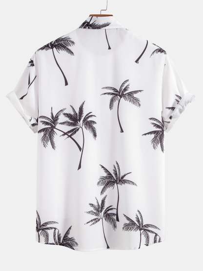 Palm Tree Print Button Up Shirt-Mitchell Shoes