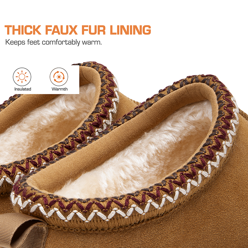 Embroidered Trim Cozy Fuzzy Lined Slippers