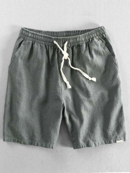 Linen Cotton Blend Drawstring Shorts-Mitchell Shoes