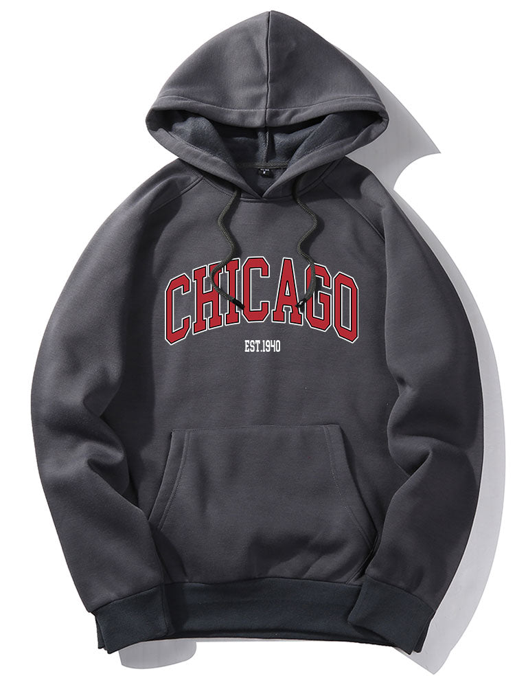 Chicago Letter Print Hoodie & Jogger Pants-Mitchell Shoes