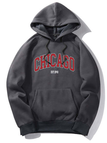 Chicago Letter Print Hoodie & Jogger Pants-Mitchell Shoes