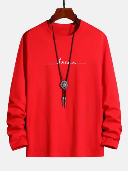 Long Sleeve Dream Print Cotton T-Shirt-Mitchell Shoes
