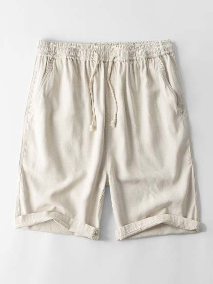 Cotton Blend Striped Cuban Shirt & Linen Cotton Blend 11" Shorts-Mitchell Shoes
