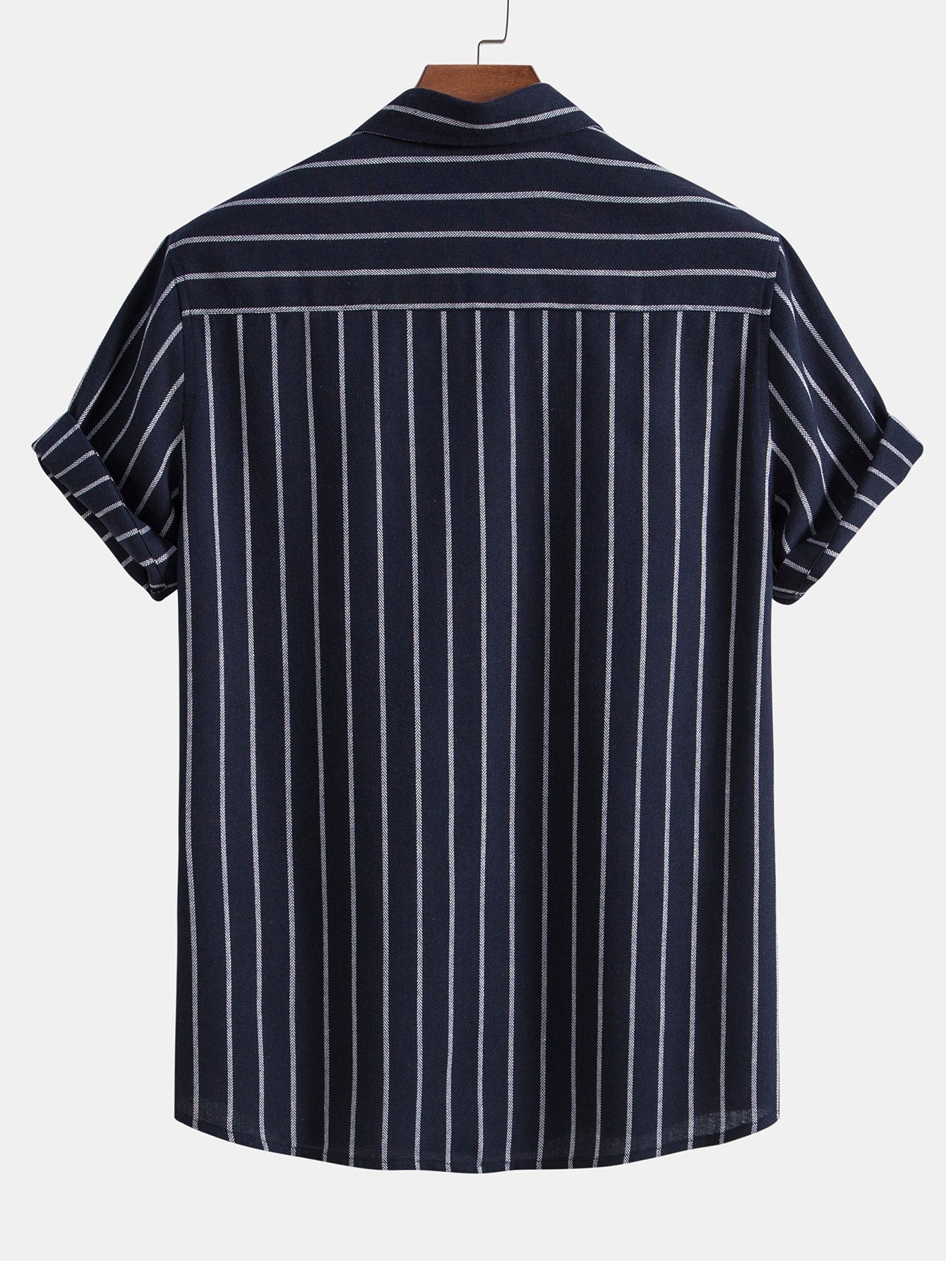 Cotton Blend Striped Button Up Shirt & Straight Leg Linen Pants-Mitchell Shoes