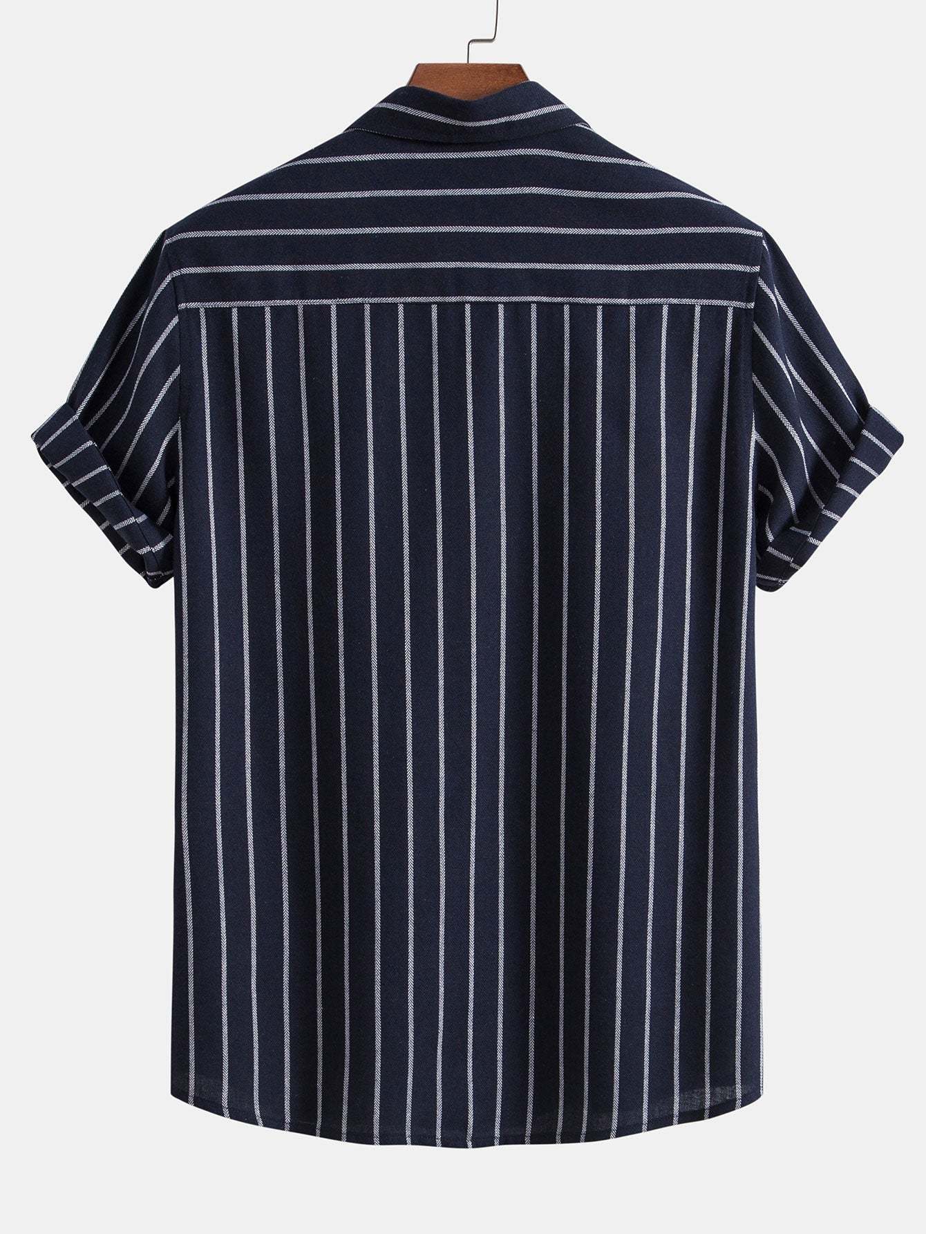 Cotton Blend Striped Button Up Shirt & Straight Leg Linen Pants-Mitchell Shoes