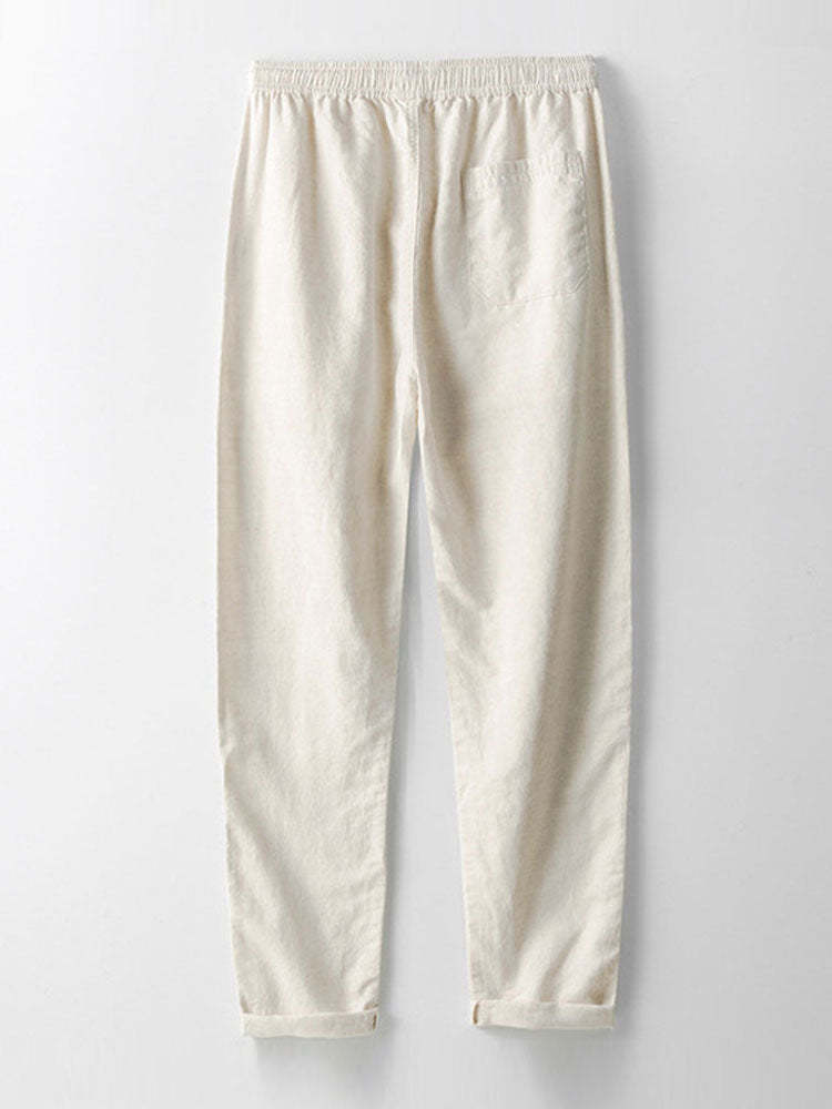 Cotton Blend Striped Button Up Shirt & Straight Leg Linen Pants-Mitchell Shoes