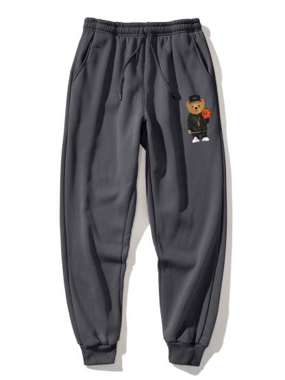Basketball Bear Print Hoodie & Jogger Pants-Mitchell Shoes