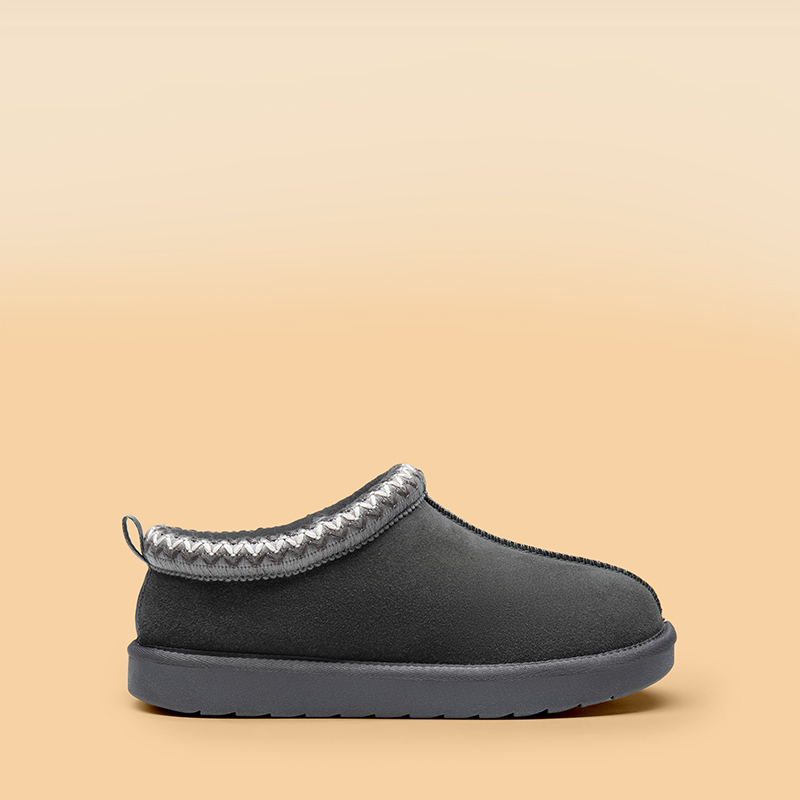 Embroidered Trim Cozy Fuzzy Lined Slippers