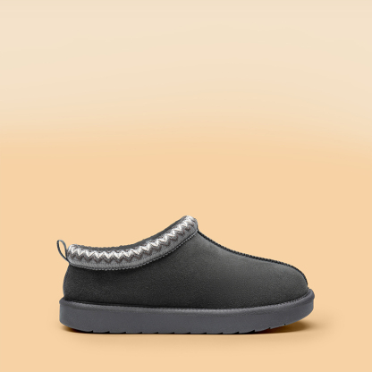 Embroidered Trim Cozy Fuzzy Lined Slippers