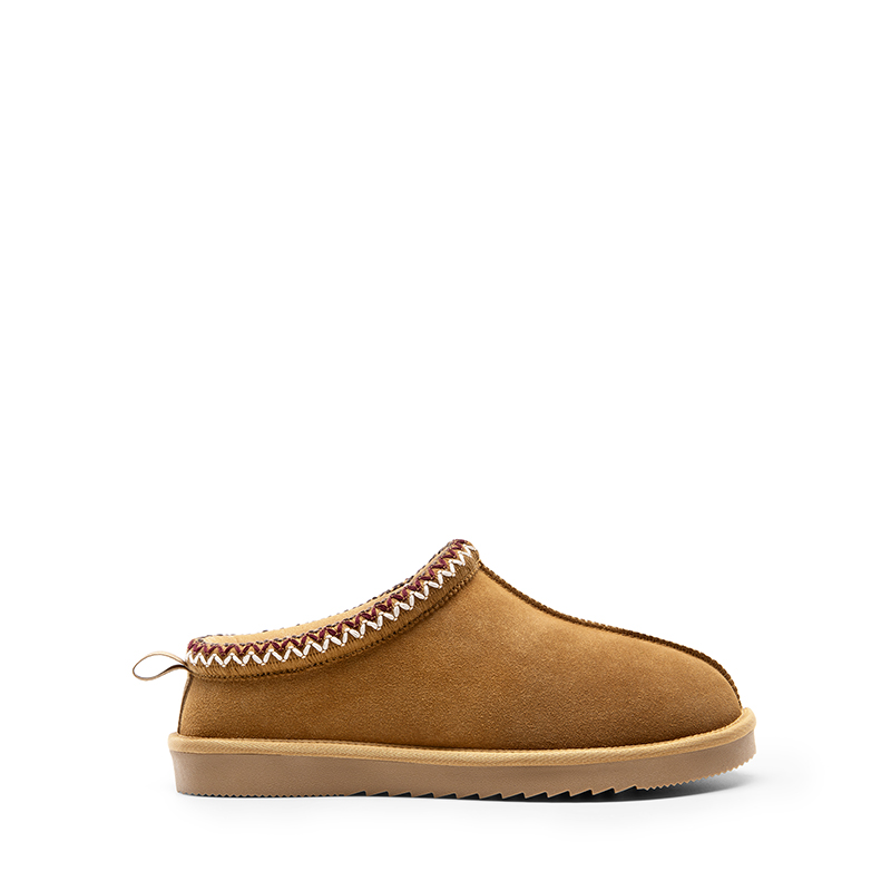 Embroidered Trim Cozy Fuzzy Lined Slippers