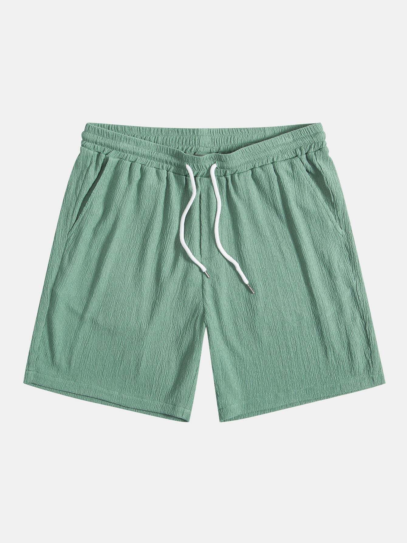 Wrinkled Textured Button Up Shirt & Shorts-Mitchell Shoes