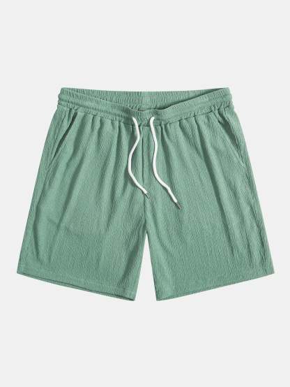 Wrinkled Textured Button Up Shirt & Shorts-Mitchell Shoes