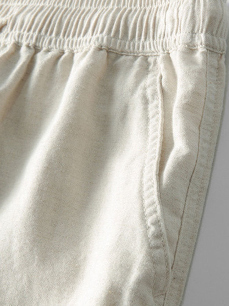 Cotton Blend Striped Button Up Shirt & Straight Leg Linen Pants-Mitchell Shoes