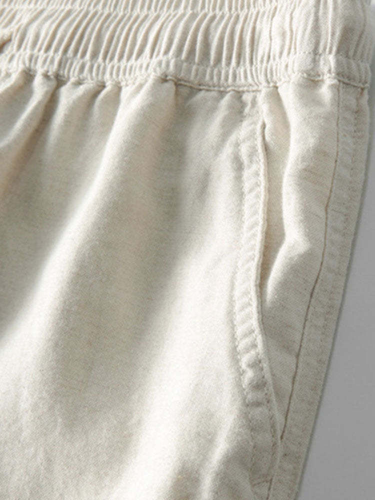 Cotton Blend Striped Button Up Shirt & Straight Leg Linen Pants-Mitchell Shoes