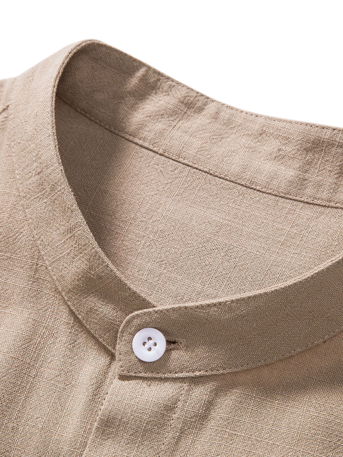 Linen And Rayon Blend Stand Collar Shirt & Linen Cotton Blend Drawstring Shorts-Mitchell Shoes