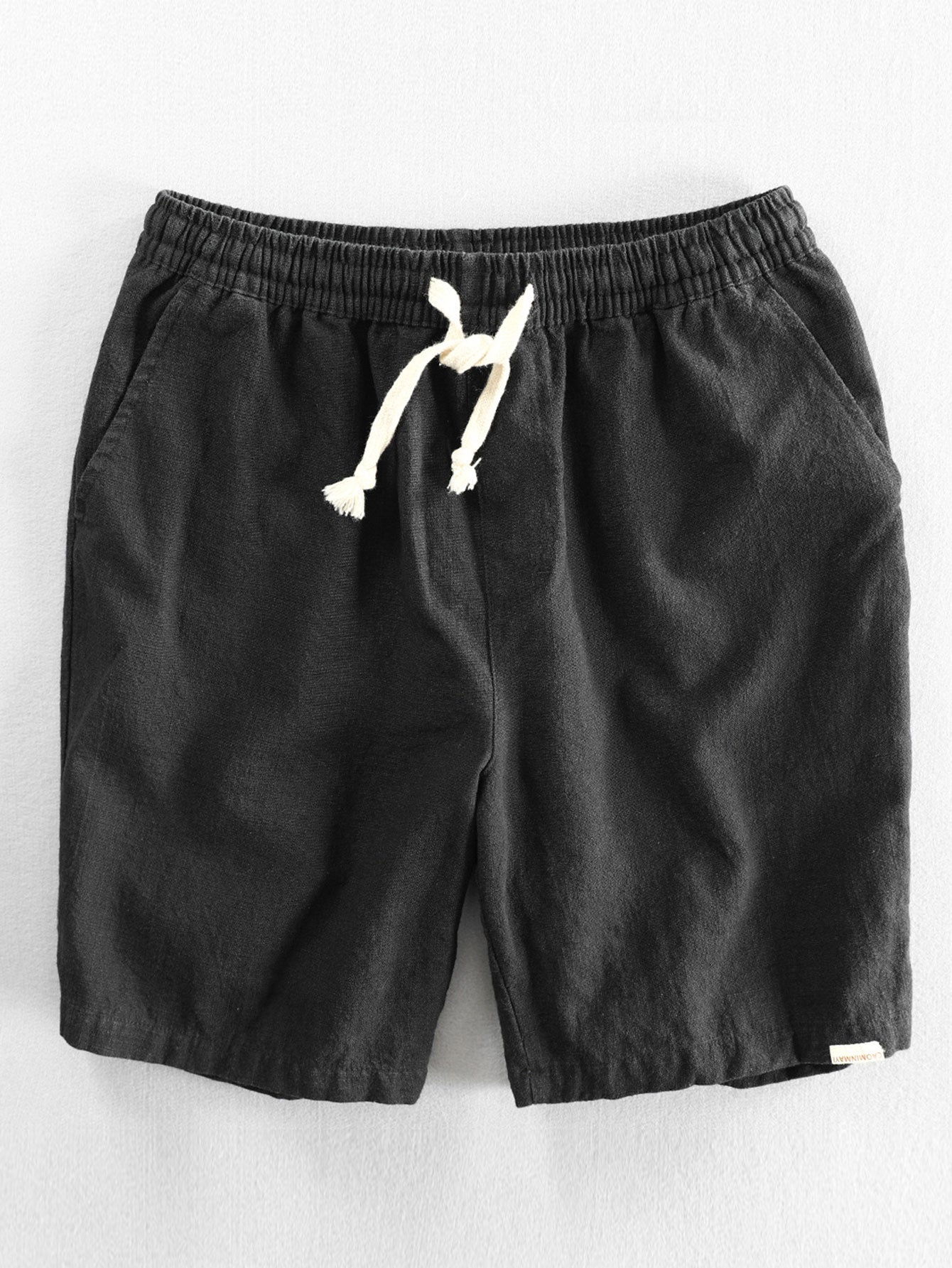 Linen And Rayon Blend Stand Collar Shirt & Linen Cotton Blend Drawstring Shorts-Mitchell Shoes