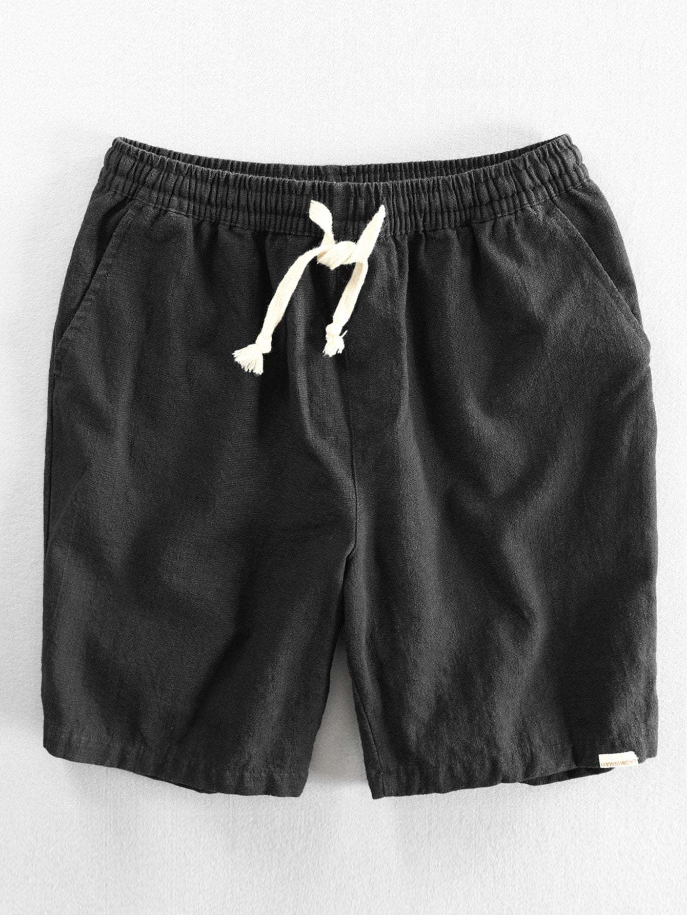 Linen And Rayon Blend Stand Collar Shirt & Linen Cotton Blend Drawstring Shorts-Mitchell Shoes