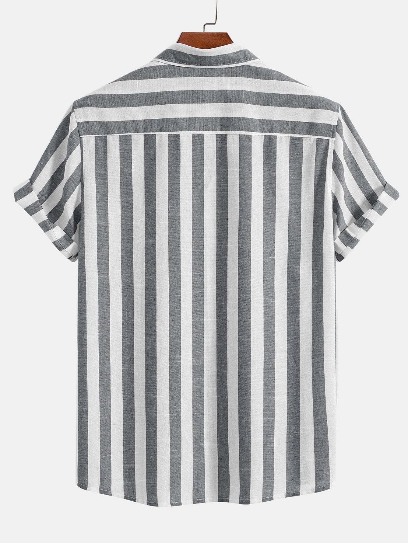 Striped Cotton Blend Button Up Shirt & Straight Leg Linen Pants-Mitchell Shoes
